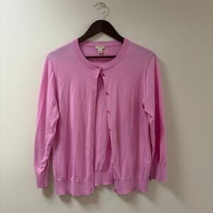 J.Crew Clare 100% Cotton Pink Cardigan Feminine Romantic Coquette Balletcore XL